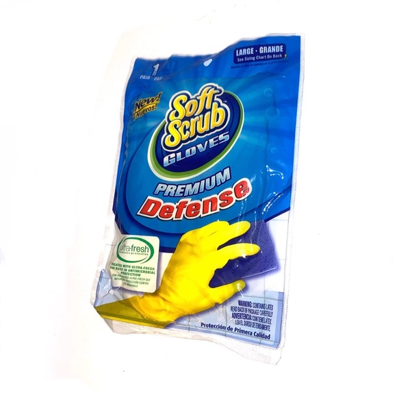 5 packs Soft Scrub Premium Defense Handsaver Natural Rubber Latex Yellow Gloves - Picture 2 of 3